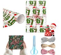 KOPOAO 67 Christmas Wrapping Paper, 67 Meme Christmas Gift Wrap - Wrap Your Presents in Viral Holiday Fun, 6 7 Meme Wrapping Paper, 6 7 wrapping paper (20" x 30",Set B)