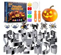 kopotma Pumpkin Carving Kit for Kids and Adults, Pumpkin Carving Stencils, 30Pcs Easy and Safe Pumpkin Carving Tools, Halloween Pumpkin Carving Set Pumpkin Carving Cookie Cutters
