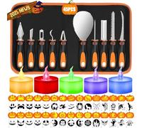kopotma Pumpkin Carving Tools, Halloween Pumpkin Carving Kit with Stencils, Professional Pumpkin Carving Tools Set, Pumpkin Carving Kit for Kids & Adults