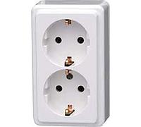 Kopp 102502002 earth contact socket outlet, double, surface-mounted standard programme 16 A, 250 V [Energy Class A], 102502002
