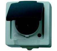 Kopp 107802006 Protective Contact Socket with Lid and Increased Touch Protection Surface-Mounted for Damp Rooms Nautic, grey, 107856005