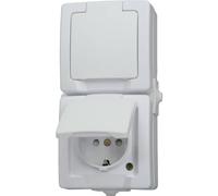 Kopp 136902009 Wet Room Switch Range Double Socket, Arctic, 2fach senkrecht