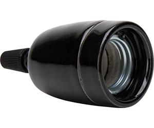 Kopp 210405017 Porcelain/ceramic socket E27, with screwed strain relief, colour: black