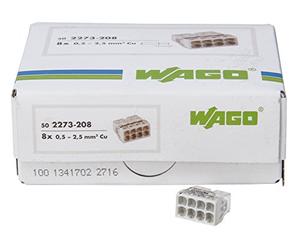 Kopp 33346424 WAGO Compact Junction Terminal 8 Wire Clamps Grey 0.5 - 2.5 mm² Pack of 50/Transparent/White