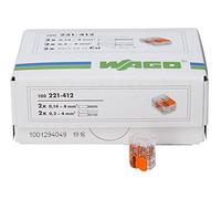 Kopp 33346426 WAGO 2-Way Plug-in Terminal with Lever for Flexible Wires Wiederöffenbar 1.5 - 2.5 mm² Pack of 100, Clear/Orange