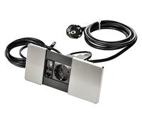 Kopp 939622018 VersaPAD recessed socket, 1 RJ45 socket CAT 6 UTP, including 2 m connection cable, IP20, 3400 W, 250 V, stainless steel