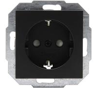 Kopp Athenis 940050086 Protective Contact Socket, 1-Way with Touch Protection, 16 A, 250 V~, IP20, Black, Matte Surface