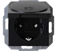Kopp Athenis 940150089 Protective Contact Socket with Lid, 1-Way with Touch Protection, 16 A, 250 V~, IP20, Black, Matte Surface