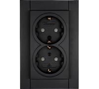 Kopp Athenis 940250082 Protective Contact Socket, 2-Way with Touch Protection, 16 A, 250 V~, IP20, Black, Matte Surface