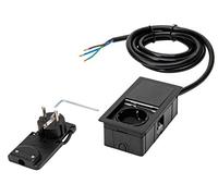 Kopp by ASA VersaHIT Mono 939662016 Built-In/Table Socket with Push Button Lid for Installation in Furniture/Worktops, 1 x Earthing Contact Socket, 2 m Connection Cable, 3400 W/16 A, Matt Black