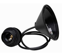 Kopp Cord Pendant for Lampshades, 11 cm Ceiling Canopy with Strain Relief and Approx. 216905049 55 cm Cable H03VV-F2 x 0.75 mm2 ISO E27 Socket with Umbrella Support Ring Black