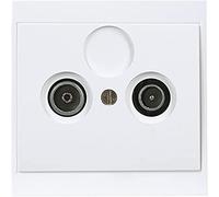 Kopp Malta 113013089 Antenna Socket with Two Outputs, TV/RF, Single and Through Socket, Arctic