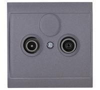 Kopp Malta 113015081 Antenna Socket with Two Outputs, TV/RF, Single and Through Socket, Silver-Anthracite,