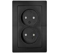 Kopp mattschwarz 2-fach Steckdose ohne Schutzkontakt und mit erhöhtem Berührungsschutz Paris 944750081 2-Way Socket Without Contact with Increased Touch Protection Matte Black