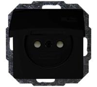 Kopp mattschwarz Mittenschutzkontakt-Steckdose mit Deckel und erhöhtem Berührungsschutz Paris 944850084 Centre Contact Socket with Lid and Raised Touch Protection Matte Black, Silver