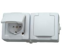 Kopp 137002003 2-Way Socket Surface-Mounted Wet Room, Arctic, Steckdose 2-fach waager