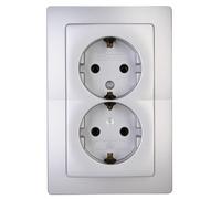 Kopp Paris 941120089 Protective Contact Socket, 2-Way, Without Contact Protection, Complete Device for Installation in a Single Switch Socket, Diameter 60 mm, 16 A, 250 V~, IP20, Silver