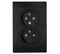 Kopp Paris 944650088 2-Way Central Protection Contact Socket with Raised Touch Protection Matte Black