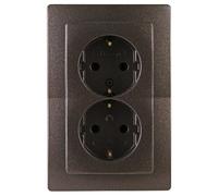 Kopp Paris protective contact socket, 2-way, without contact protection, complete device for installation in a 1-way switch box Ø 60mm, 16A, 250V~, IP20, rosewood brown, 941126061, 1 piece