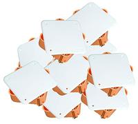 Kopp Set of 10 Cavity Wall Junction Boxes for Drying Room, 107 x 107 x 50 mm, Junction Box with Lid and Screws, IP20, Connection Box Made of Insulation, White/Orange, 349300043