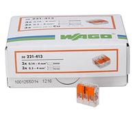 Kopp Wago 33346427 Plug-In Terminal 3-Way with Lever for Flexible Wires Re-Openable 1.5-2.5 mm² Pack of 50 Transparent/Orange