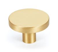KOPPALIVE 10-Pack Gold Kitchen Cabinet Knobs, Solid Brass Knobs for Dresser Drawer, Round Minimalist Bathroom Cabinet Pulls, Modern Furniture Hardware, Brushed Finish, Diameter 1-3/16 Inch