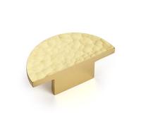 KOPPALIVE 10-Pack Solid Brass Cabinet Knobs, Semicircle Gold Drawer Knobs, Hammered Dresser Drawer Pulls Handles, Modern Furniture Hardware for Kitchen, Length 1-5/8 Inch