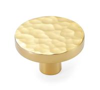 KOPPALIVE 5-Pack Modern Gold Cabinet Knobs, Hammered Solid Brass Drawer Knobs, Round Dresser Drawer Pulls and Handles, Kitchen Cabinet Hardware, Diameter 1-3/16 Inch