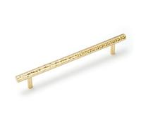 KOPPALIVE 6-Pack Solid Brass Kitchen Cabinet Pulls, Gold Modern T-Bar Handles, 6-5/16-Inch Hole Center Hammered Handles for Dresser Drawer Cupboard, 8-1/8 Inch Total Length, Polished Finish