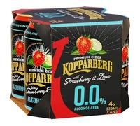 Kopparberg Alcohol-Free Premium Fruit Cider 330ml (Pack of 4 Cans) | Refreshing Non-Alcoholic Cider Drink (Kopparberg Cider Plus Strawberry & Lime Alcohol Free 4X330ml)