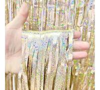 Kopper-24 Tinsel Curtain Champagne Gold 2 x 1 m - Glittering Holographic Foil Curtain Party Decoration Shimmer Background Birthday, Wedding, New Year's Eve, Carnival, Photo Box & Photo Background