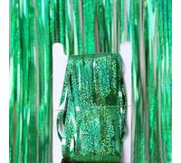 Kopper-24 Tinsel Curtain Green 2 x 1 m - Glittering Holographic Foil Curtain Party Decoration - Shimmering Background for Birthday, Wedding, New Year's Eve, Carnival, Photo Box & Photo Background