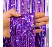 Kopper-24 Tinsel Curtain Purple 2 x 1 m - Glittering Holographic Foil Curtain Party Decoration - Shimmering Background for Birthday, Wedding, New Year's Eve, Carnival, Photo Box & Photo Background