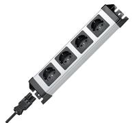 KoppMultiple socket strip without switchPOWERversal socket strip 4-way Wieland Silver, Black