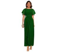 kopptioo Long Elegant Mother of The Bride Dress 2025 Chiffon Ruched Ruffle Sleeve A Line Formal Gowns for Women Scoop Neck Emerald Evening Dress 16