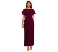 kopptioo Long Elegant Mother of The Bride Dress 2025 Chiffon Ruched Ruffle Sleeve A Line Formal Gowns for Women Scoop Neck Burgundy Evening Dress 16