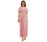 kopptioo Long Elegant Mother of The Bride Dress 2025 Chiffon Ruched Ruffle Sleeve A Line Formal Gowns for Women Scoop Neck Dusty Rose Evening Dress 16