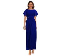 kopptioo Ruffle Sleeve Scoop Neck Mother of The Groom Dresses 2025 Ruched Elegant A Line Chiffon Corset Long Formal Evening Dresses with Pockets Royal Blue 18