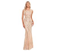 kopptioo Women's Evening Dresses Formal Wedding Guest Dress for Women Cocktail Ball Gowns Long Maxi Sequin Mermaid Sparkly Gold L