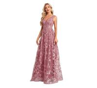 kopptioo Women's Evening Dresses Wedding Guest Gowns Maxi Prom Dress Sleeveless A Line Sparkle Sequin Dusty_Rose M