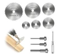 Koprek 10 Pcs HSS Discs for Rotary Drill Tool, Multiple Size Mini Circular Saw Blade Lightweight Design & Cutting Wheel Set with Mandrels, Drill Bit Cutter for Wood, Plastic, Metal - DIY & Hobby Use