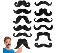 Koprek 12 Pcs Fake Moustaches, Self Adhesive Black Fake Mustache, Easy Use Stick On Mexican False Moustaches, for Birthday Party, Novelty Fancy, Costume Party, Movie Decorations