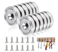 Koprek 12 Pcs Neodymium Magnets with Holes, 20mm Strong Magnets Heavy Duty with Screws, A20 Super Strong Magnet for Crafts, Muti-Use Waterproof Round Magnet for Cupboard Door