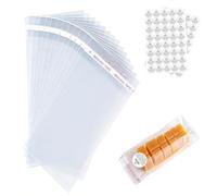 Koprek 2.76x7in Wax Melt Packaging Set, 100Pcs Self-Adhesive Wax Melt Bags with 80Pcs Waxs Melts Warning Labels Safety Stickers, Suitable for Packaging Handmade Candles, Wax Sheets, Scented Candles