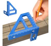 Koprek 3D Multi-Angle Measuring Ruler, 45°& 90°Degree Aluminum Alloy Miter Triangle Ruler, High Precision Woodworking Square Protractor, Suitable for Engineers Carpenters and DIY Enthusiasts(Blue)