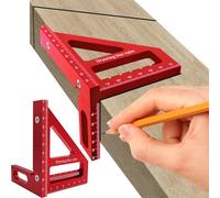 Koprek 3D Multi-Angle Measuring Ruler - 45/90 Degree Aluminum Alloy Miter Triangle Ruler, High Precision Woodworking Square Protractor for Carpentry, Engineering & DIY Projects (Red)