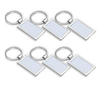 Koprek 6-Pack Metal Key Tags with Split Rings - Blank & Pre-Printed Labels for Dog Tags, Luggage, Keys & More - Polished Silver Finish