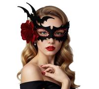 Koprek Black Masquerade Mask for Women, Bat Red Flower Vintage Masquerade Mask, Felt Masquerade Ball Masks for Party, Masquerades Party Mask Masquerades Costumes Women for Cosplay
