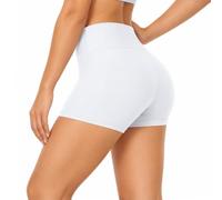 Koprek Women's High Waisted Short Pants, White Shorts Women, Anti Chafing Stretchy Booty Hot Pants, Safety Short for Under Skirt, Tummy Control Yoga Gym Cycling Running Sports Workout Mini Shorts(XS)