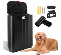 Kopuncare Dog Poop Trash Can Outside Wall Mounted, 2.1Gal Small Outdoor Trash Can with Lid, Dog Waste Trash Can Hanging on Fence, Dog Waste Container with 40 Bags, Inner Waste Bin, Black